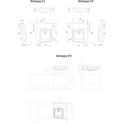 Kampinis praustuvas Ravak BeHappy II, dešinė, 500x665 mm