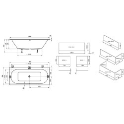 Vonia Ravak City Slim 180x80 cm, sniego baltumo