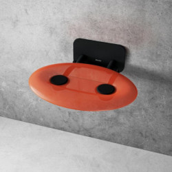 Dušo sėdynė Ravak Ovo P II, atlenkiama, skaidri oranžinė/juoda