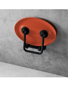 Dušo sėdynė Ravak Ovo P II, atlenkiama, skaidri oranžinė/juoda