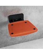 Dušo sėdynė Ravak Ovo B II, atlenkiama, skaidri oranžinė/juoda