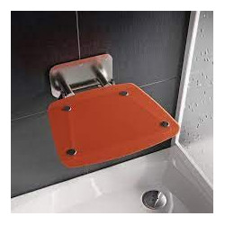 Dušo sėdynė Ravak Ovo B II, atlenkiama, skaidri oranžinė/juoda