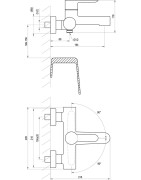 Dušo ir vonios maišytuvas Ravak PU 022.00, chromuotas, sieninis
