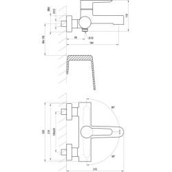Dušo ir vonios maišytuvas Ravak PU 022.00, chromuotas, sieninis