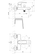Dušo ir vonios maišytuvas Ravak FL 022.00, chromuotas, sieninis