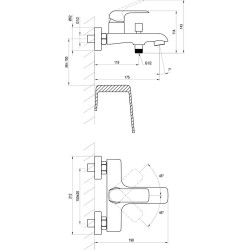 Dušo ir vonios maišytuvas Ravak FL 022.00, chromuotas, sieninis
