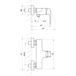Dušo maišytuvas Ravak FL 032.00, chromuotas, sieninis