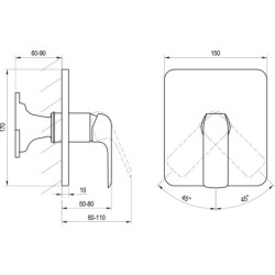 Vonios/dušo potinkinis maišytuvas Ravak Flat FL 066.00