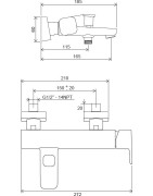 Vonios/dušo maišytuvas Ravak 10° TD F 022.00/150, chromuotas