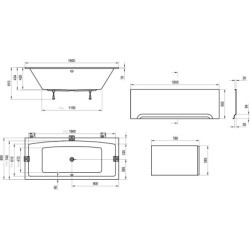 Stačiakampė vonia Ravak Formy 02 Slim, sniego baltumo, 180x80 cm