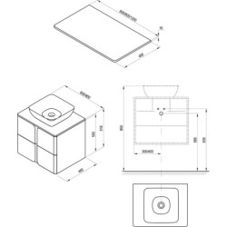 Plokštė po praustuvu Ravak Balance 600, baltos spalvos