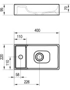 Praustuvas Ravak Veda Slim 400 Mini, 400x220 mm