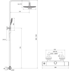 Termostatinė dušo maišytuvo sistema Ravak 10° TD F 091.00