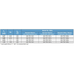 Giluminio vandens siurblio variklis Franklin 0.37 kW 230 V