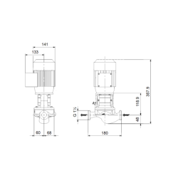 Linijinis vienpakopis siurblys Grundfos TP 25-90/2 A-O-A-BQQE-DX