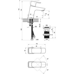 Praustuvo maišytuvas Ravak 10° TD F 011.20, su vožtuvu, juodas