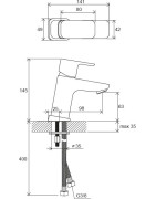 Praustuvo maišytuvas Ravak 10° TD F 012.20, be vožtuvo, juodas