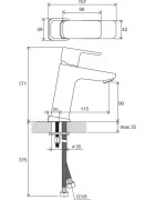 Praustuvo maišytuvas Ravak 10° TD F 014.20, be vožtuvo, juodas
