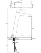 Praustuvo maišytuvas Ravak 10° TD F 015.20, be vožtuvo, juodas