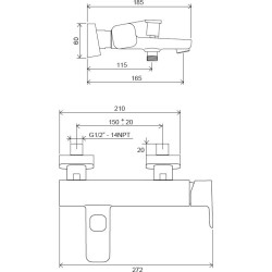 Vonios/dušo maišytuvas Ravak 10° TD F 022.20/150, juodas