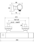Termostatinis dušo maišytuvas Ravak TD F 033.20/150