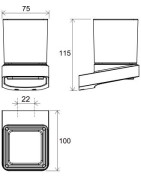 Laikiklis su stikline Ravak TD 210.20, juodos spalvos