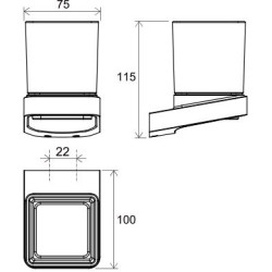 Laikiklis su stikline Ravak TD 210.20, juodos spalvos