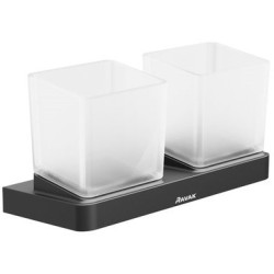 Laikiklis su dviejomis stiklinėmis Ravak TD 220.20, juodas