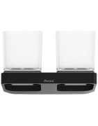 Laikiklis su dviejomis stiklinėmis Ravak TD 220.20, juodas