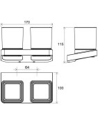 Laikiklis su dviejomis stiklinėmis Ravak TD 220.20, juodas