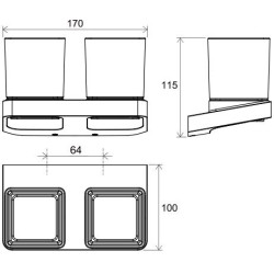 Laikiklis su dviejomis stiklinėmis Ravak TD 220.20, juodas