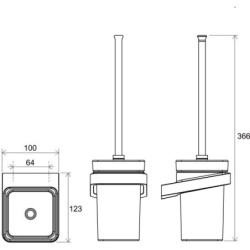 Tualeto šepetys su laikikliu ir indeliu Ravak TD 410.20, juodas