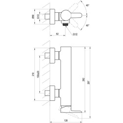 Dušo maišytuvas Ravak PU 032.00/150, sieninis