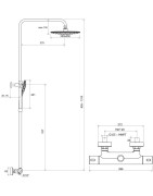 Termostatinis dušo komplektas Ravak TE 093.01/150