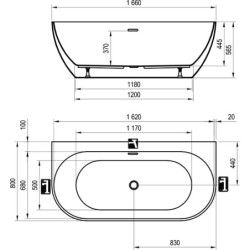 Vonia Ravak Freedom W, 166x80 cm, sniego baltumo