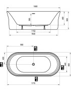 Vonia Ravak Ypsilon, 180x80 cm, sniego baltumo