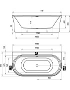 Vonia Ravak Ypsilon Wall, 178x86 cm, sniego baltumo