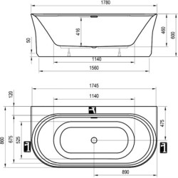 Vonia Ravak Ypsilon Wall, 178x86 cm, sniego baltumo