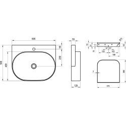 Mažas praustuvas Ravak Yard 600, 605x125 mm