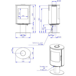 Plieninė krosnelė Romotop Evora T 01, keramikos apdaila, 6.5kW