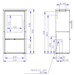 Plieninė krosnelė Romotop Laredo F 01, keramikos apdaila