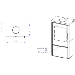 Plieninė krosnelė Romotop Laredo F 01, keramikos apdaila
