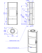 Plieninė krosnelė Romotop Ovalis 01A, keramikos apdaila, 8 kW