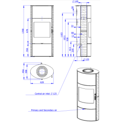 Plieninė krosnelė Romotop Ovalis 01A, keramikos apdaila, 8 kW