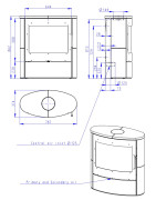 Plieninė krosnelė Romotop Navia 01, keramikos apdaila, 6 kW