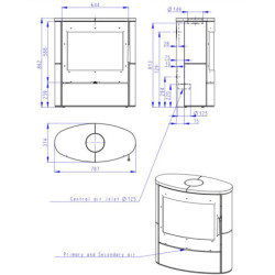 Plieninė krosnelė Romotop Navia 01, keramikos apdaila, 6 kW