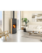 Plieninė krosnelė Romotop Ovalis 04A, smėlio akmens apdaila, 8kW