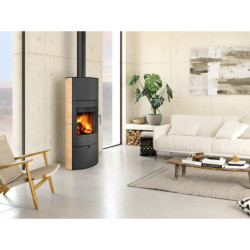 Plieninė krosnelė Romotop Ovalis 04A, smėlio akmens apdaila, 8kW