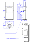 Plieninė krosnelė Romotop Ovalis 04A, smėlio akmens apdaila, 8kW