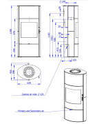 Plieninė krosnelė Romotop Ovalis 05A, keramikos apdaila, 8 kW